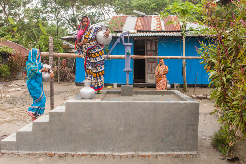 HYSAWA installs deep tube-wells on raised platforms in disaster-prone areas in order to keep them usable during flood and other disasters