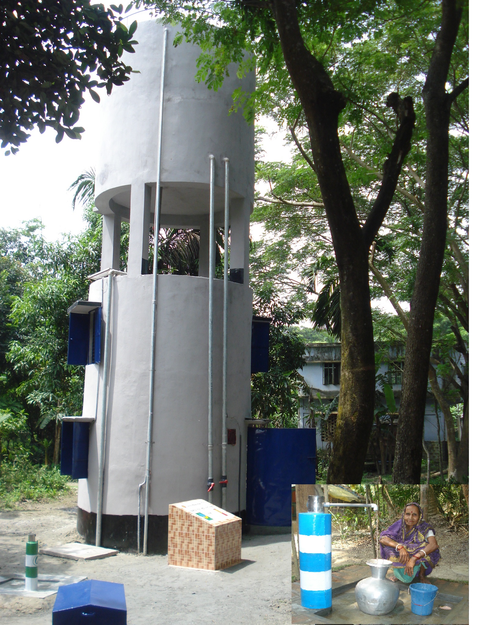 An overhead water storage tank constructed under HYSAWA’s piped water scheme. Water being distributed from the tank ensures continuous safe water supply to neighbouring communities